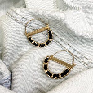 Gold + Black Semi Circle Hoop Earrings